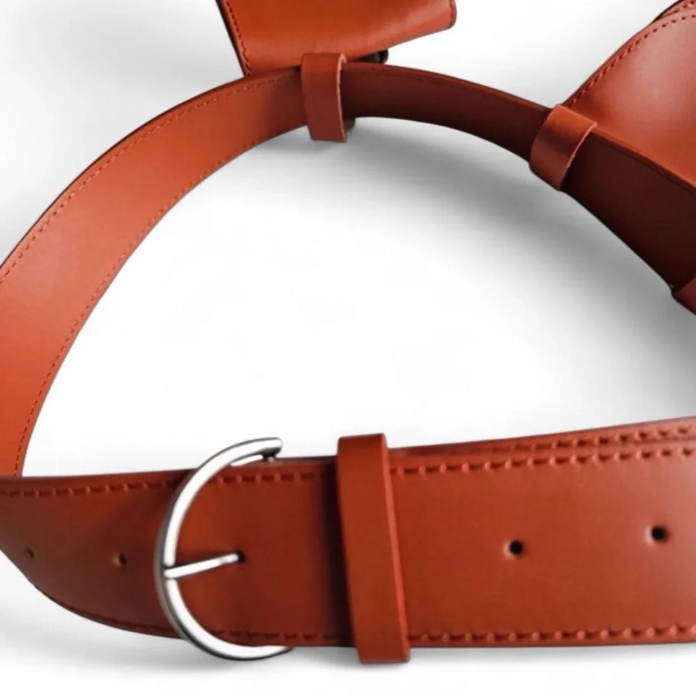 Divina Firenze Orange Double Pouch Leather Belt